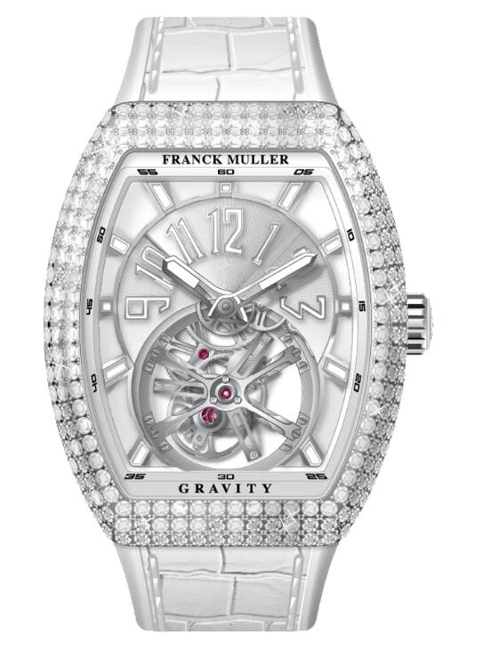 Franck Muller Vanguard Gravity Tourbillon Stainless Steel White Diamonds Replica Watch V 41 T GRAVITY CS D (BC) (AC) BLC BLC AC